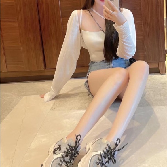 SOLD Authentic Chanel SNEAKERS Fabric & Suede Calfskin - Picture 7 of 8